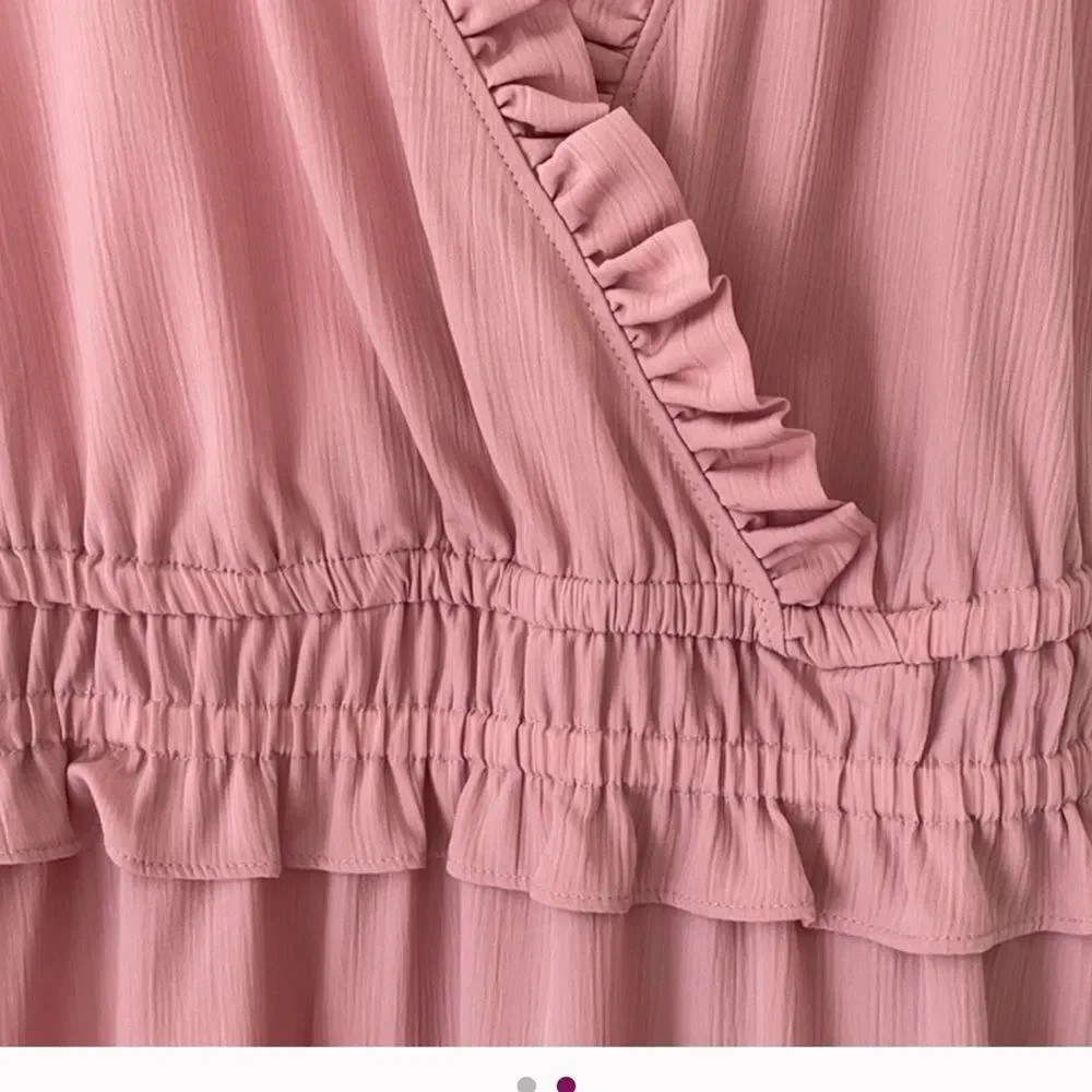 V neck ruffle dress